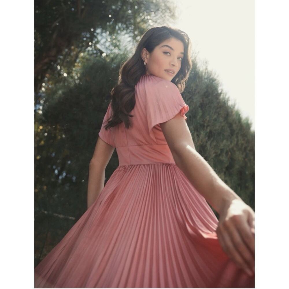 Mac Duggal 11637 Dusty Rose Pleated Satin High Low Gown Size 8 $598 - Picture 6 of 10